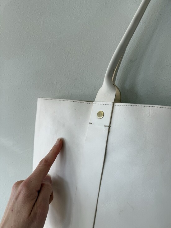 Clare V. Vivier La Tropezienne White Leather Shopper Tote Laptop Work Bag Troupe - Picture 8 of 12